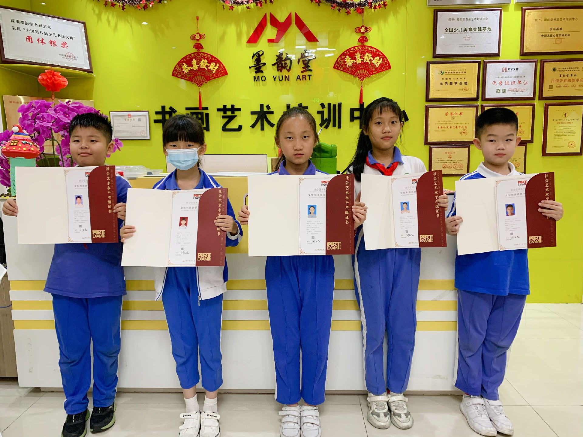 恭喜墨韵堂的宝贝们在2020年举行的美术书法考级中取得优异成绩